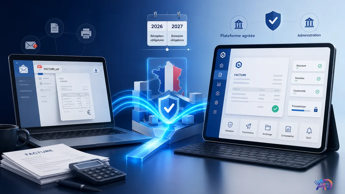 Illustration of France's transition to electronic invoicing for small businesses