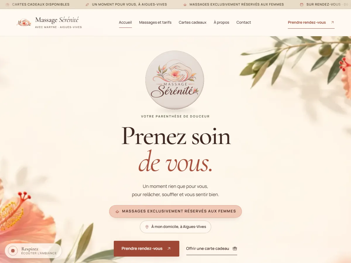 Massage Sérénité — site de massage, Aigues-Vives